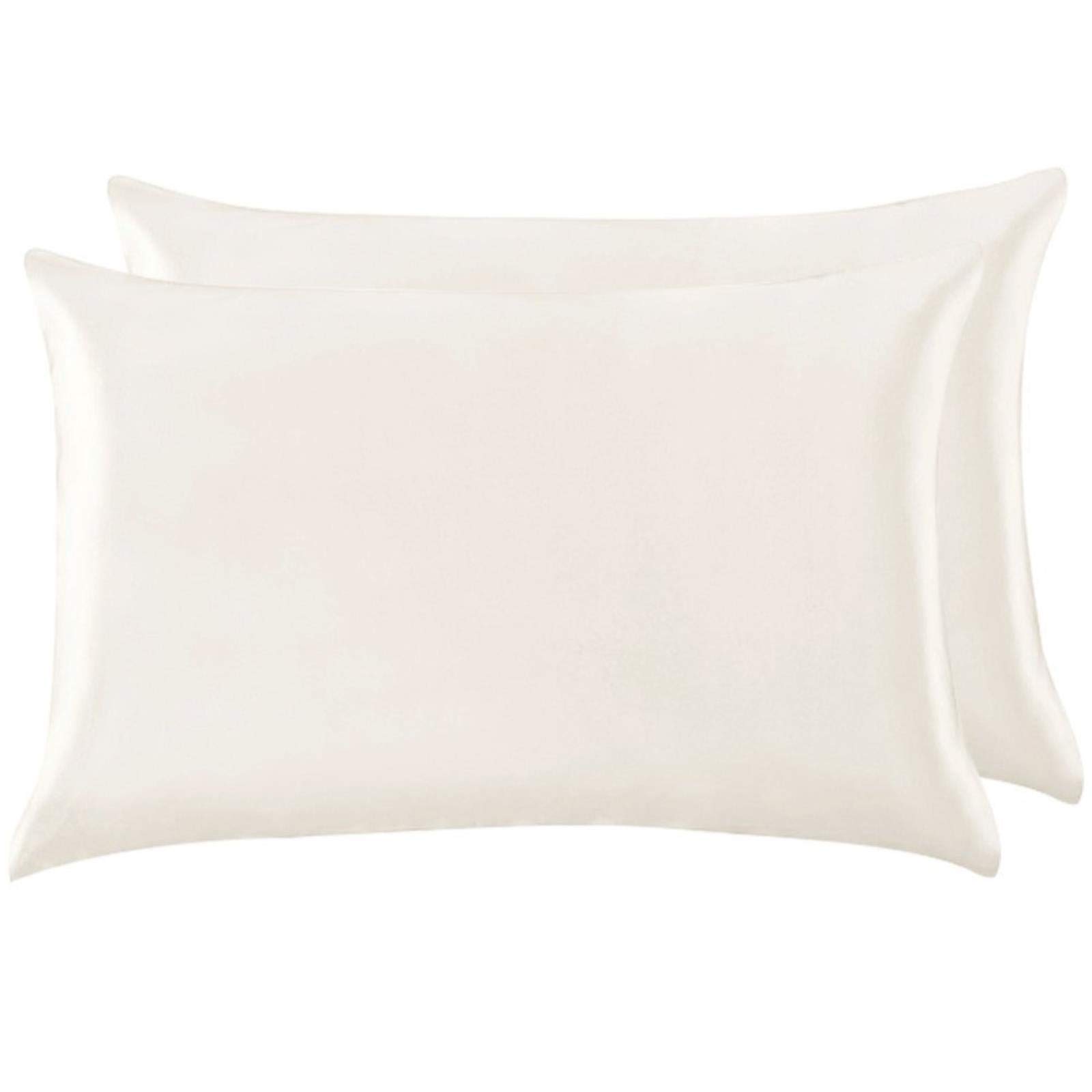 2 PCS Funda de Almohada de Seda de Mulberry con Cremallera Oculta Funda para Almohada para una Reina Reina estándar