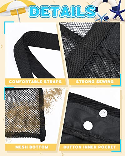 Sweetude 4 Pcs Mesh Beach Bag with Pockets Lightweight Travel Pool Bag Swim Beach Tote for Women Towel Vacation Essentials3