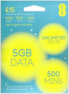 EE 50GB Data Sim includes £15 pre-paid credit, 50GB Data, Unlimited Minutes & Unlimited Texts