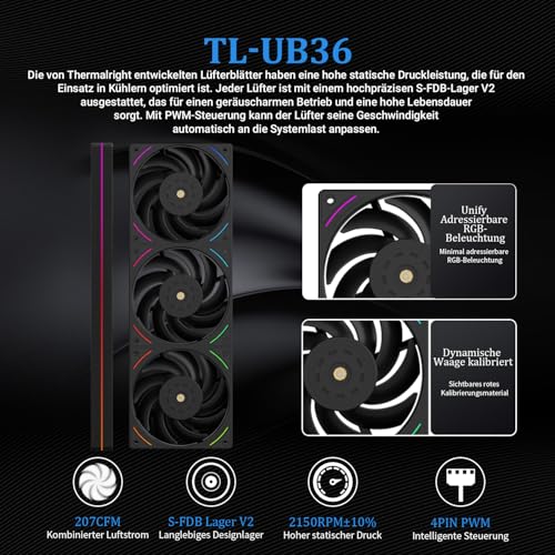 Thermalright Hyper Vision 360 UB ARGB Black AIO CPU-vloeistofkoeler, voor AM5/Intel LGA1851/1700, 3,95 inch, magneet-absorber lcd-scherm met 480 x 480 resolutie voor afbeeldingen, magnetisch - Afbeelding 6