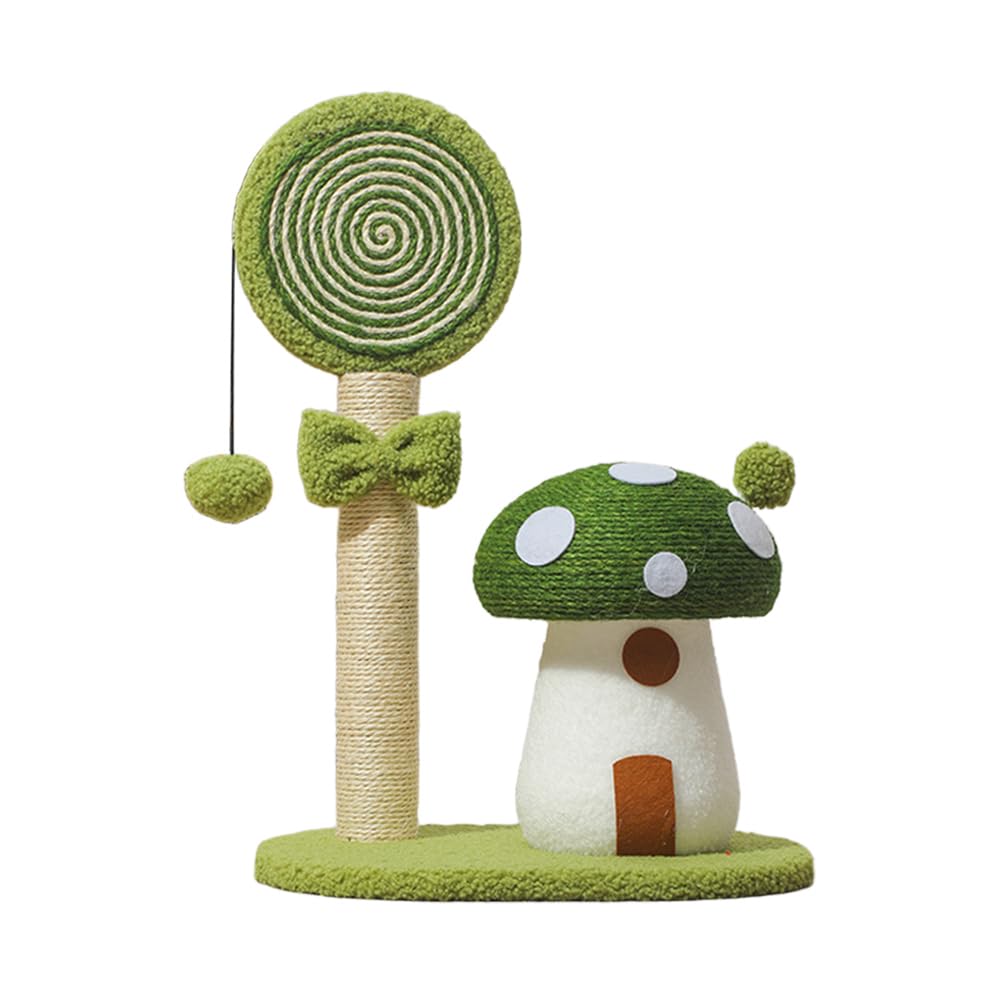 Mushroom Lollipop Cat Scratcher Furniture Mushroom Cat Tree Condo Cat Climbing Frame Sisal Rope Cat Tower for Indoor Cats (Green)