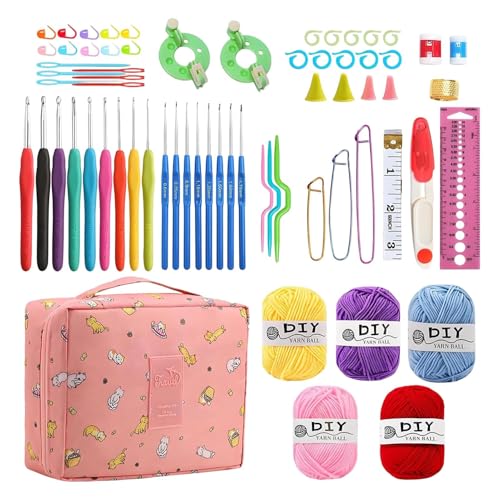 Kit para principiantes de ganchillo, conjunto de artesanía hecho a mano, kit de inicio de ganchillo | para adultos profesores de arte proyectos de clase vacaciones amantes de bricolaje medias de