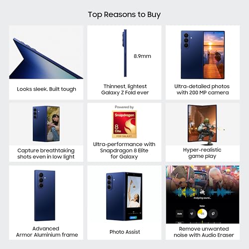 Image of Samsung Galaxy Z Fold7 5G Mobile with Galaxy AI (JetBlack, 12GB RAM, 256GB Storage), Ultra Sleek Design with 200MP Camera, Ultra-Smooth Gaming with Powerful Snapdragon 8 Elite, Google Gemini