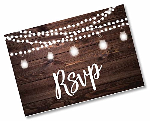 50 RSVP Rustic - Wood and Lights - Postcards - Any Occasion - Response Card, RSVP Reply, RSVP kit for Wedding, Rehearsal, Baby Bridal Shower, Birthday, Retirement Party Invitio - Thumbnail 2