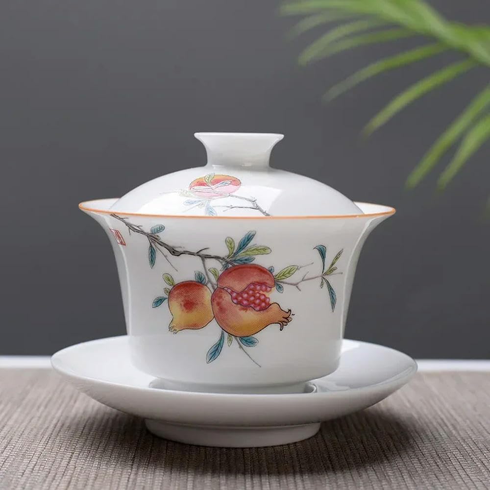 Porcelanowy zestaw do herbaty Gaiwan Kung Fu, Zestaw do herbaty Gaiwan z białej porcelany 150 ml(3)