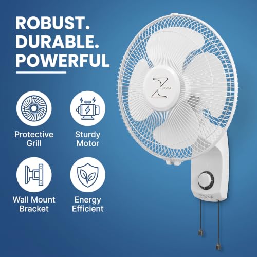Image of ZIGMA Charm 300 MM High Speed Wall Fan - Powerful Airflow, Sleek Design, Silent Operation, Easy Mount Wall Mounted Fan for Home and Office (White)