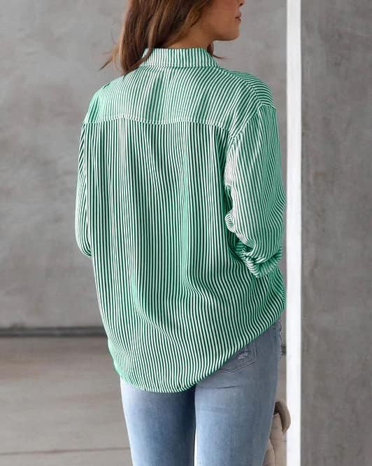 IBAOTORONI Women's Striped Button Down Shirts: Long Sleeve Office Casual Business Blouses with Pocket - Image 2