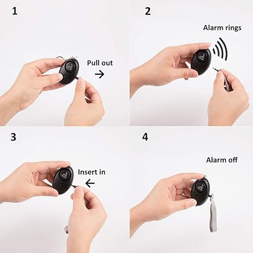 Miniatura 9 de Paquete de 5 llaveros de alarma personal de emergencia de 150 DB con luz LED brillante, perfecto para mujeres, niños y ancianos, 5 colores