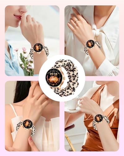 Correa para reloj Yoever DR03 1.27" diseño elástico blanco y leopardo miniatura 6
