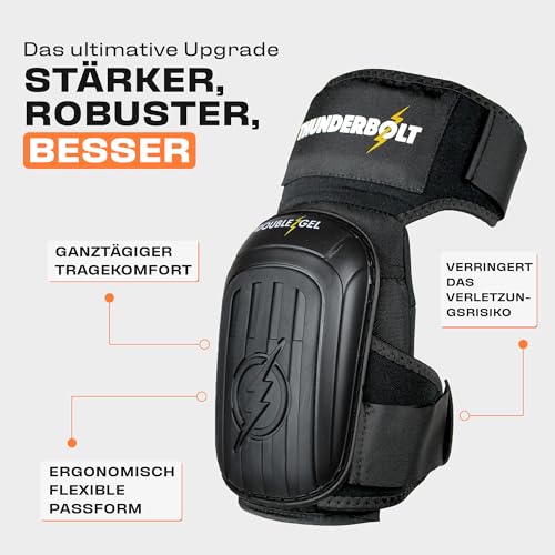 Thunderbolt® Knieschoner Professioneller Knieschützer mit komfortablem Gelkissen Knieschoner Fliesenleger, Bau, Bodenbeläge, Gartenarbeiten mit starken rutschfesten Gurten