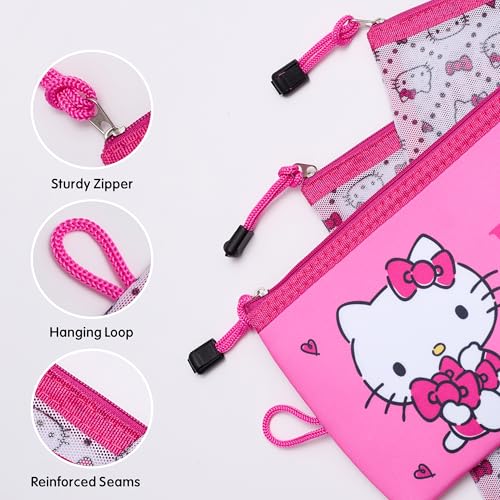 Hello Kitty Travel Pouch 3-Pack Official License, Zipper Pouch Set of 3 in Different Sizes, Makeup Bag3