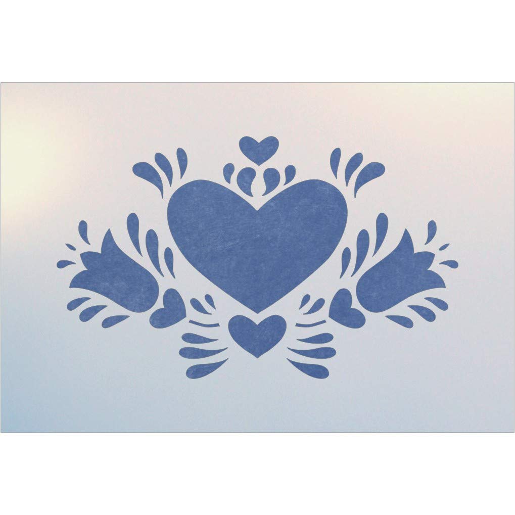 Dutch Heart 2 Stencil Template 6.8" x 4" for Painting, Crafts, Walls & Furniture – Reusable Mylar Stencil for Folk Art & Home Décor Projects – The Artful Stencil