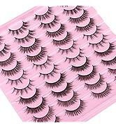 ALPHONSE Natural Lashes Pack 20 Pairs 3D Wispy False Eyelashes 15MM Asian Spiky Faux Mink Fake La...
