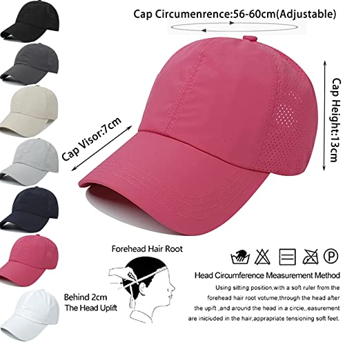 Womens Ponytail Hat Baseball Cap, Adjustable Criss Cross Baseball Cap High Bun Unisex Quick Drying Trucker Hats (Zrose Red, One Size) #TOP6