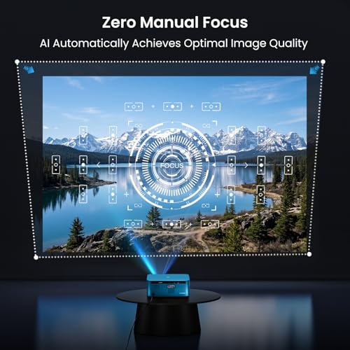 Image of HAPPRUN 3000 ANSI Lumens Outdoor Projector with Official Google TV, 4K Supported Smart Movie Projector, Dolby Audio, Auto Focus & Keystone, WiFi 6 and Bluetooth for Indoor & Outdoor Movies,Blue