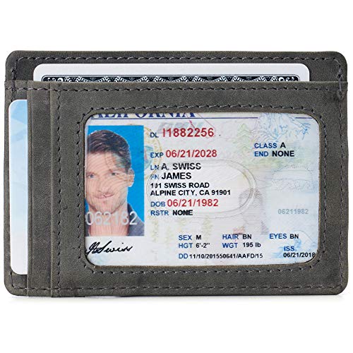 Image of Alpine Swiss RFID Dermot Money Clip Front Pocket Wallet For Men Leather Hampton Collection Nubuck Gray