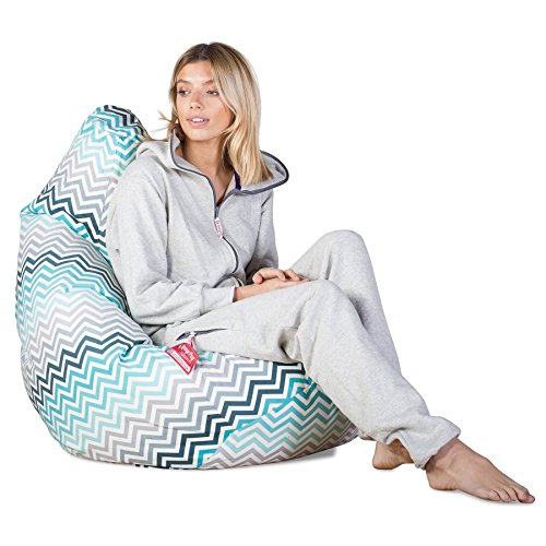 Lounge Pug, Gaming Sitzsack Sessel, Geometrische Druck Chevron Türkis – Bild 8