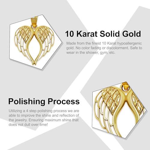 Gold Angel Wings Charm - 10 Karat Solid Gold - Angel Wing Pendant2