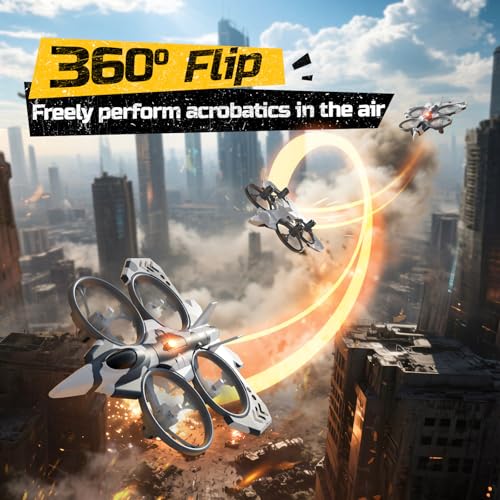 DEERC HT15 Dual-Mode RC Drone for Kids, Air & Land Mini Drone Helicopter Toy, Under 100g No License Needed, with 2 Batteries 14 Mins Flight Time, Altitude Hold, Headless Mode, 3 Speed Levels, 360° Flip, Indoor/Outdoor Beginner Gift - Image 4