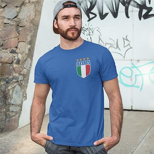 Printbox Originals Italian Badge Men's T-Shirt, Italia Shirts for Men, Italy Soccer Gifts Royal