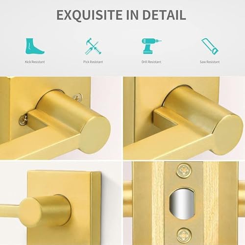 Bonpoly 2 Pack Passage Lever Door Handle Satin Brass Door Handle, Slim Passage Door Lever, Heavy Duty Door Handle Set, Closet Door Handles #TOP5