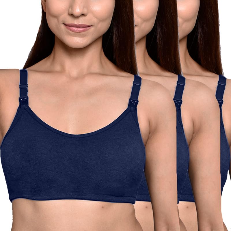 Image of Inner Sense Organic Cotton Bamboo Nursing Bra for Women I Non Padded Feeding Bra with Keyhole Back Design I Wire Free Maternity Innerwear with Full Coverage