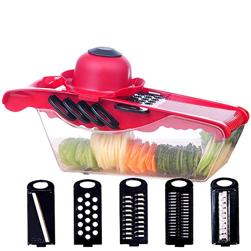 Preisvergleich Produktbild 7 Klingen Mandoline Manuelle Gemüsereibe Gemüsehobel Julienneschneider Kartoffelschneider Essen Slicer Obstschneider Slicer Multischneider