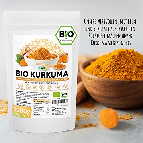 EWL Naturprodukte Bio Kurkuma Pulver 1200g extra XXL Bio-Vorteilspack Kurkuma Pulver Bio Kurkumapulver aus kontrolliert… - Image 5