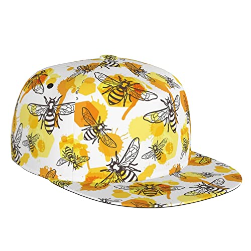 Cute Bee Animal Baseball Cap Snapback Hats Adjustable Cap Excavator Hat Trucker Hat for Travel Picnic
