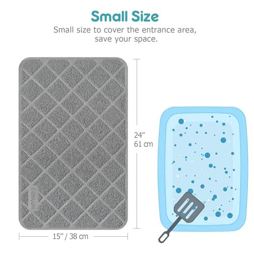Image of Conlun PVC Cat Litter Mat 24x15 Inch Grey, Non-slip, Less Waste Cat Litter Box Mat, Soft on Kitty's Paws, Urine Waterproof