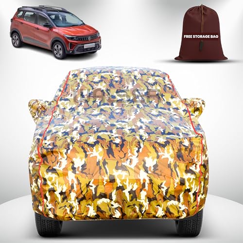 Image of Walser Waterproof Car Cover for Renault Triber | All-Weather Full Car Body Protection | with Mirror & Antenna Pocket | Dustproof, Windproof & Anti-Scratch Lining, Camouflage