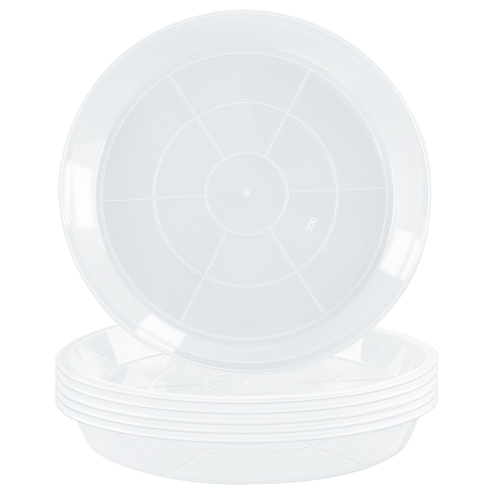 6 Pack Plant Saucers of 12 Inch, Clear Plastic Plant Trays for Pots Indoor Outdoor, Round Durable Sturdy Plant Water Catcher Tray for Drainage Decoration Protection