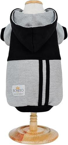 Ropa de lujo para mascotas; Sudadera deportiva negra con capucha; ropa cálida para mascotas;