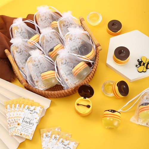 Teacher Appreciation Week Gift Propolis Moisturizing Honey Pot Lip Mask Bee Balm Lip Balm with Greeting Cards Bee Thank You Gift for Women Teacher Graduation Party Supplies Favors(20 Sets) - Image 6
