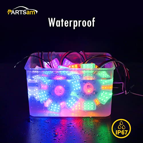 Partsam 2Pcs Ultra-Thin Hex Style Dual Function Interior 54 Led Air Breather Light 4.8" Decorative Air Cleaner Lamp For Peterbilt Kenworth Freightliner Trucks, Trailers, Rv Ip67 10-30V (Red) #TOP5