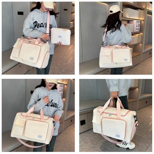 Image of Small Gym Bag for Women, Travel Duffle Bag Carry On Weekender Bag with Shoe Compartment