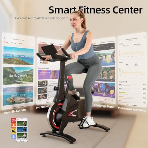 Bluearth Heimtrainer Fahrrad mit Magnetischem Widerstand, Hometrainer Fahrrad mit Smart App, Leise & Bequem Indoor Spinning Bike mit Immersivem Erlebnis und Live-Kursen, Max. 150KG – Bild 3