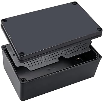 Junction Box,IP67 Waterproof ABS Black Project Box with Mounting Plate Electrical Box Enclosure for Outside Electronics 9.8 x 5.9 x 3.9inch(250x150x100mm)
