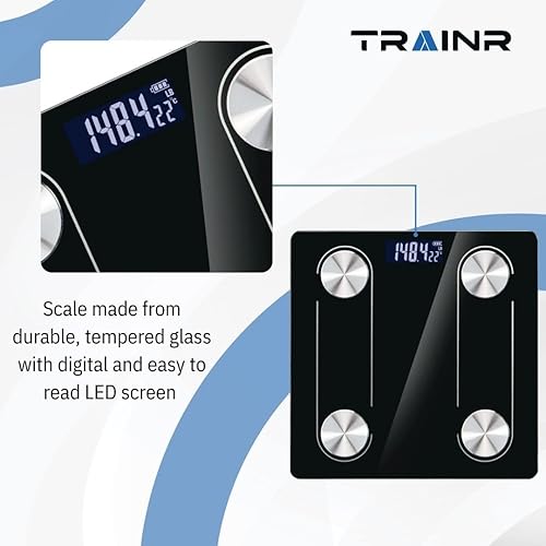 Miniatura 6 de Báscula corporal digital Trnr-BDYSCLE-BLK, báscula de peso corporal esencial para el hogar, accesorio de baño duradero, compatible con Apple y
