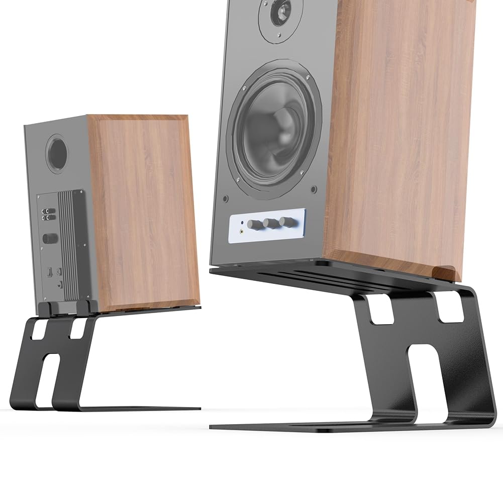 Soportes para Altavoces de Escritorio, 1 Par, Elevador para Monitor de Estudio con Almohadilla Amortiguadora de Vibraciones y Diseño de Inclinación de 5° Mejorado