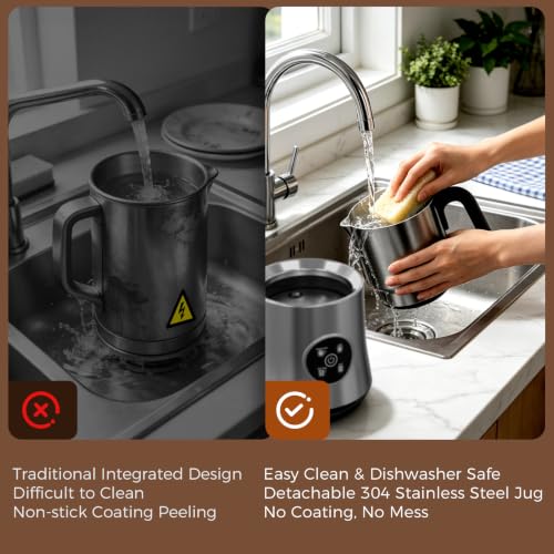 Image of Milk Frother and Steamer, 4-in-1 Automatic Hot and Cold Foam Maker | 900ml Detachable