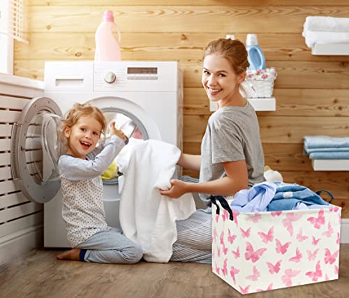 Image of Rectangular Butterfly Basket Kids Baby Storage Basket Cute Toy Storage Bin Organizer Shelf Boom Room Decor(Butterfly)