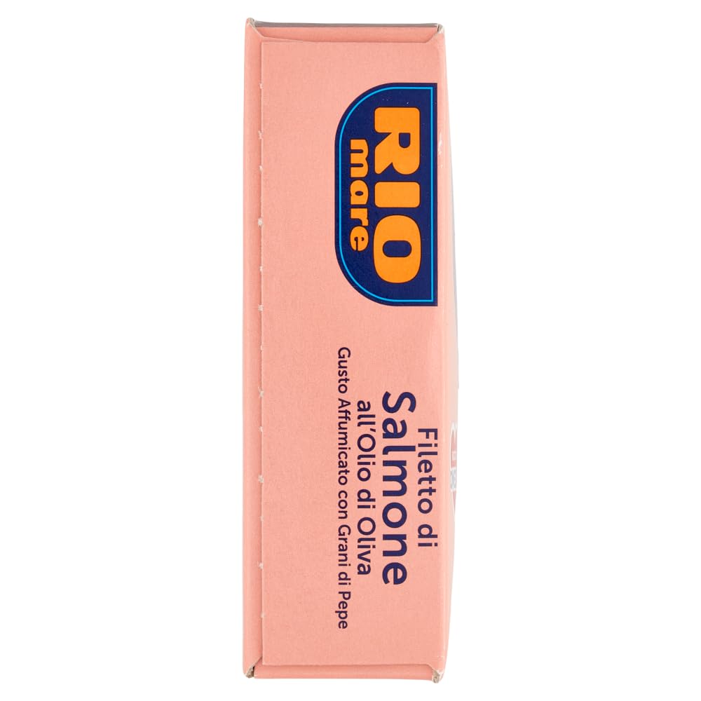Italian Gourmet Filetto di salmone Olivenöl Pfeffer geräuchert 12 x 125g | Cotto a vapore, zarter Fisch mit Rauchnote, pronto per insalate, antipasti, Gesamtnettogewicht 1,5 kg + Kostenlos Polpa 400g