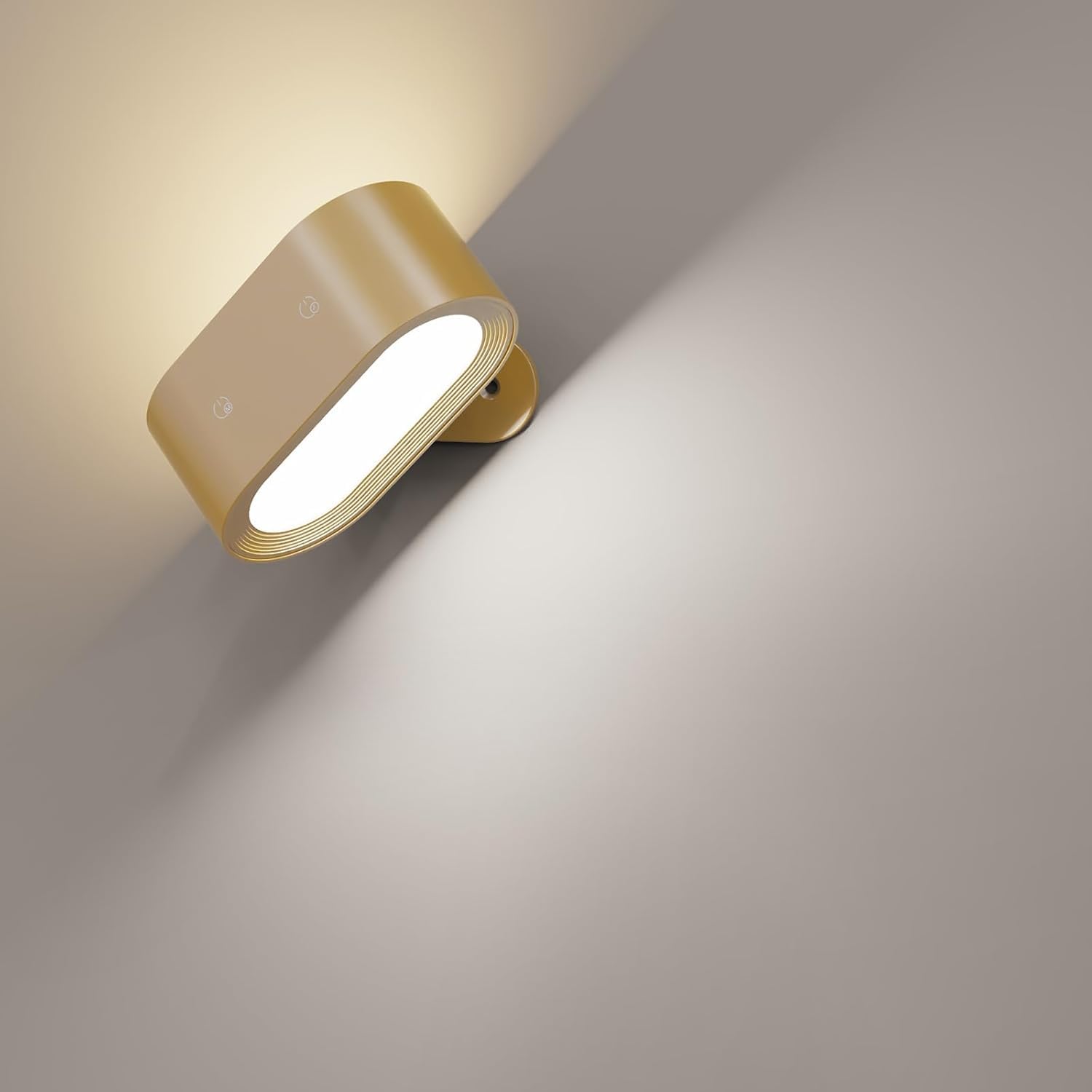 Coollamp Rechargeable Wall Light, Battery Operated Wall Lamp with Touch Control 3 Color Modes, 4 Dimmings, 360 ° Rotation, 1H Timer, Removable Charging, Wall Sconce for Reading - 1Pack