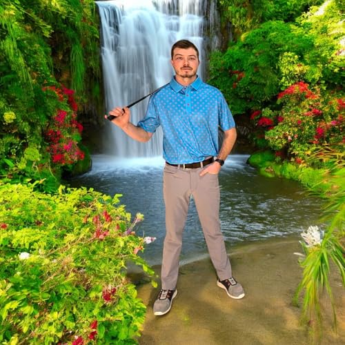 Tropical Hawaiian Golf Polo Shirt – Men Sizes S Thru 5XL Performance Moisture Wicking Dri Fit Flamingo Resort Wear Pickleball4