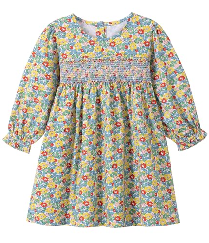 Hongshilian Girl's Cotton Christmas Dress Cute Cartoon Appliques Long Sleeved Swing A-Line Casual Tunic Playwear