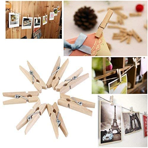 KOMUNJ Pack of 100 Mini Clothes Pegs Wooden Pegs Clothes Clips Made of Real Wood - Image 2
