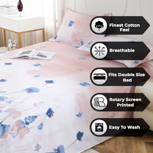 Image of Dew Cotton Bedsheet for Double Bed 160 TC 250 x 225 CM, Navy