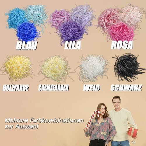 300g Füllmaterial Geschenk, Holzwolle Füllmaterial zum Dekorieren von Geschenkkörbe, Mehrere Farboptionen und Reichhaltigere Kombinationen, Mehrfarbig Verpackungsmaterial Füllmaterial (Holzfarbe)