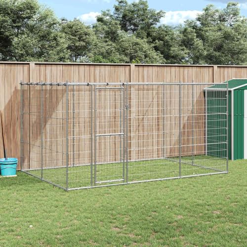 vidaXL Outdoor Hundezwinger mit Überdachung Verzinkter Stahl 7,26m² Hundekäfig
